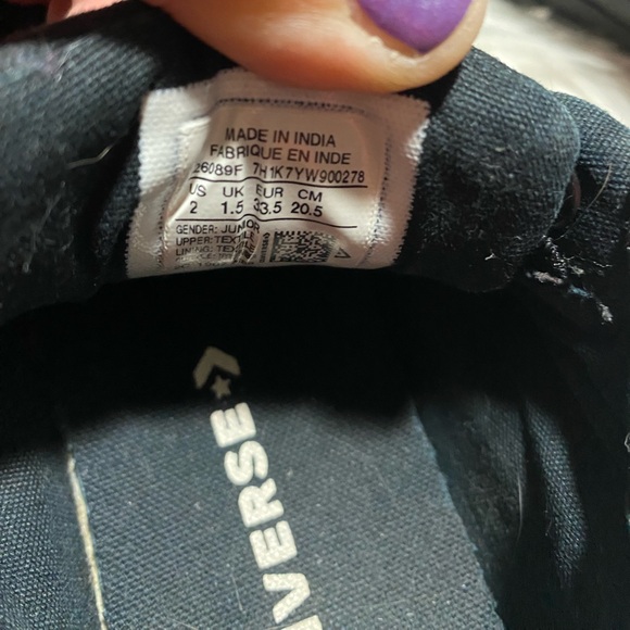 Kids converse shoes size 2 youth all black on black - Picture 6 of 6